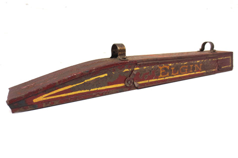 Vintage Elgin Bicycle Tank Tool Box, Original Burgundy & Gold Paint, Door Opens