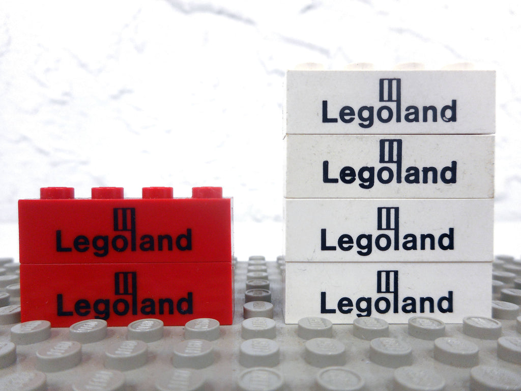 Lot of 6 Vintage 1980's Legoland Printed Bricks Blocks, Lego Playset Parts, 1 X 4"