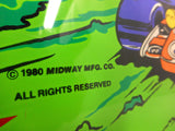 Original 1980 Plexiglas Arcade Game Machine Marquee, Rally-X Game by Midway Manufacturing Co, 23 X 9 in, Formula 1 One Race Car