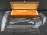 Set of 55 French Ship Curves Scales 100 to 5000 mm Templates Stencils, Radius Curved Rules for Engineering Ships Boats Railroads, Wood Box