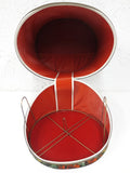 VIntage Mid Century 1950's Hat Wig Box signed Blondy Luggage Montreal 12 3/4" Tall, Zipper, Metal Wire Rack, Red Vinyl & Felt Interior