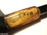 Vintage Japanese Ginseng Cigarette or Tobacco Pipe, Amber Bakelite, Lucite, Wood