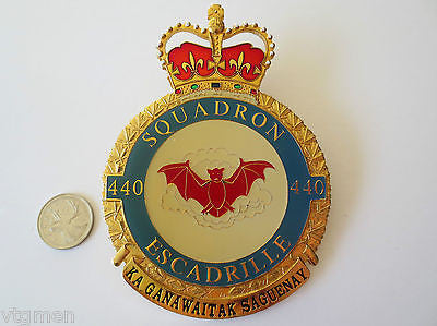 Large 5' Royal Canadian Air Force Medal Plaque, RCAF 440 Squadron, Red Bat Crown