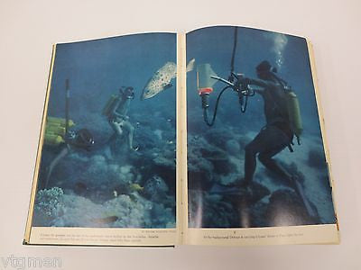 1963 Jacques Cousteau The Living Sea Book, Cousteau Calypso Boat, Illustrated