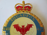 Large 5' Royal Canadian Air Force Medal Plaque, RCAF 440 Squadron, Red Bat Crown
