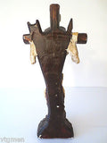Antique Plaster Church Crucifix 24" Tall, Arma Christi, Weapons of Christ, Blood