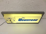 Vintage Wawanesa Neon Sign and Clock, Ceiling Light Advertisement or Stand Alone