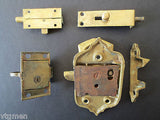 Lot 2 Antique Brass Ice Box Refrigerator Door Locks, 2 Brass Bolt Door Latches