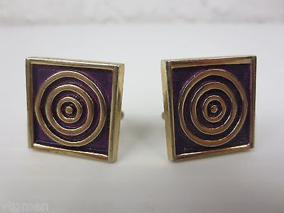 Big Vintage Modernist Cufflinks, Hand Made Abstract, Shooting Target,  Anson