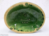 Vintage Retro Canada Pottery Football Ashtray, Green Glaze Footed, Dynamic 2830