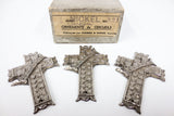 3 Nickel Plated Crucifix Fixtures for Funeral Caskets Coffins 3", Original Funeral Home Box, Motorcycles and Rat Rods