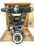 Vintage Hugues Owens Brass Surveyor Transit with Compass and Dovetail Wood Box