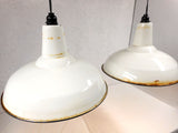 Industrial White Porcelain Enamel Ceiling Light 16", Vintage Benjamin Shades