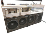 Vintage Eversonic Boombox Ghetto Blaster 3 Way 6 Speakers Dual Cassette Tape