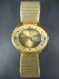 Vintage Mid Century Stadium Bulova Automatic Watch Set-O-Matic, Day Date Gold