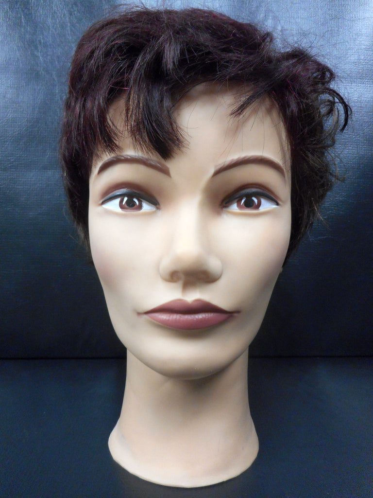 Vtg Pivot Point Eva Mannequin Head 11" Short Auburn Hair Shaved Cut, Display