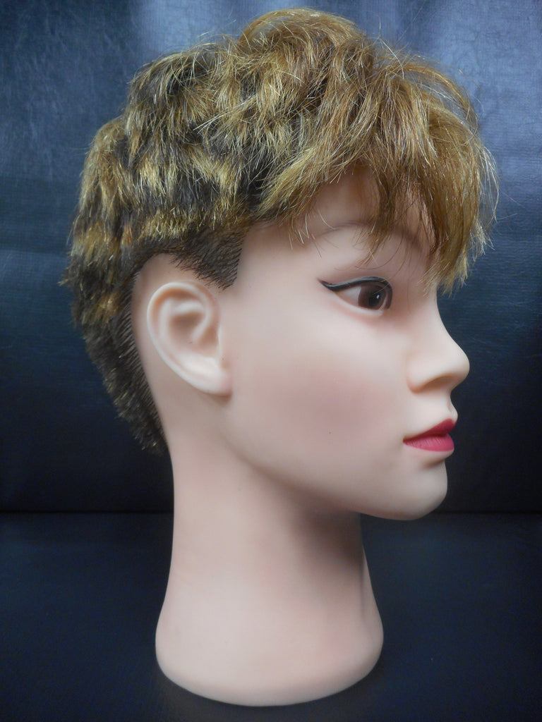Vintage Hair Salon Mannequin Head 10" Short Blond Brown Hair Cut, Store Display