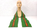 Vintage 1960's Hand Embroidery Church Priest Shawl 57" Green Red Yellow Rainbows