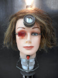 Steampunk Android Mannequin Head Lamp 2 Feet Tall, Cadillac Girl, Edison Light
