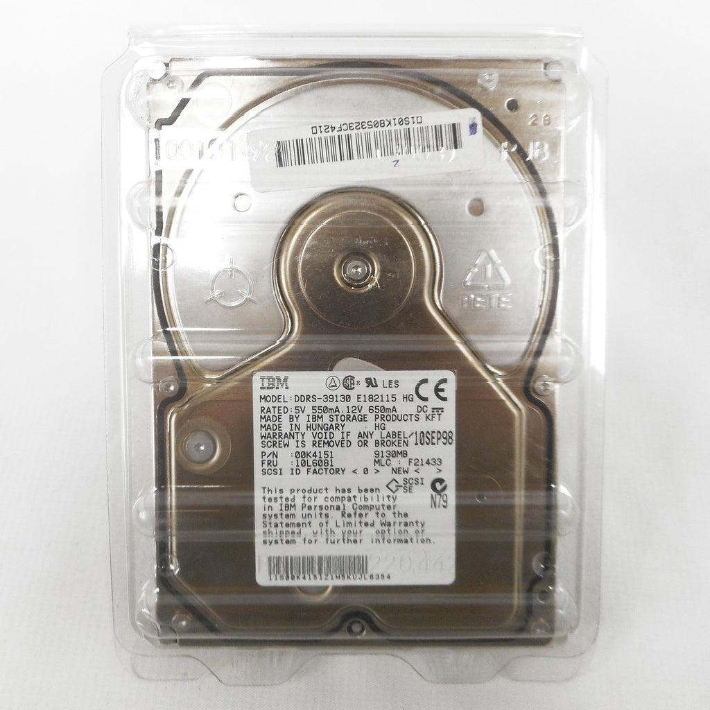 New Old Stock IBM Internal Hard Drive DDRS-39130 SCSI 9GB 00K4151, Never Used, Tags and Box