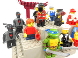 Lego Lot of 13 Minifigures and 17 Accessories, Ninja Turtles, Policeman, Cook, Worker, Skaters