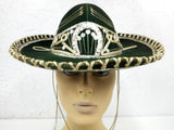 Vintage 13" Green Felt Sombrero Signed Charro Aritza, Kid Medium Hat Size 6 3/8" 51 cm 20 1/8", Mexican Mariachi Hat, Horseshoe