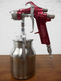 Binks BBR Professional Paint Spray Gun with Binks AS20 Nozzle Tip and 4" Suction Feed Cup, Red