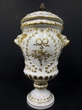 Vintage Porcelain Urn 15" Tall Porcelaine de Paris France, Gold Blowfishes
