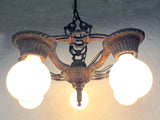 Antique Art Deco Alwyn 5 Lights Slip Shade Chandelier, 16", Multi-Colored