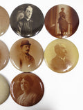 Lot of 11 Antique 1910 Photo Buttons, 6" Columbia Medallions Chicago
