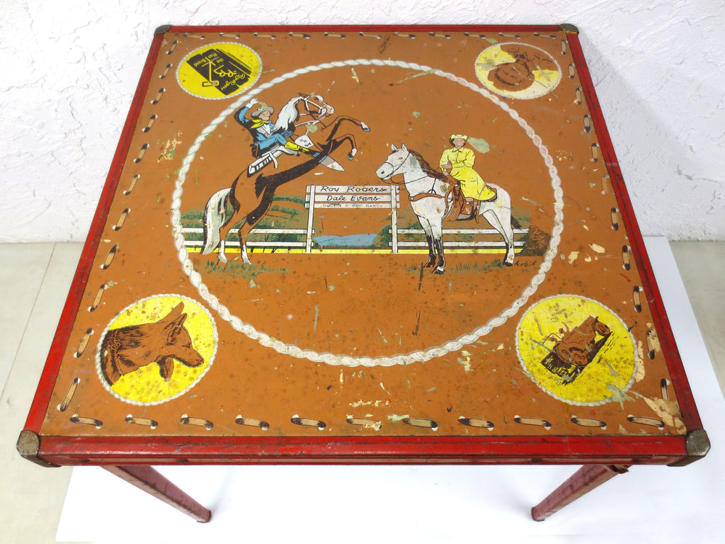 Vintage Roy Rogers Child's Table with Dale Evans and Trigger Horse, RARE