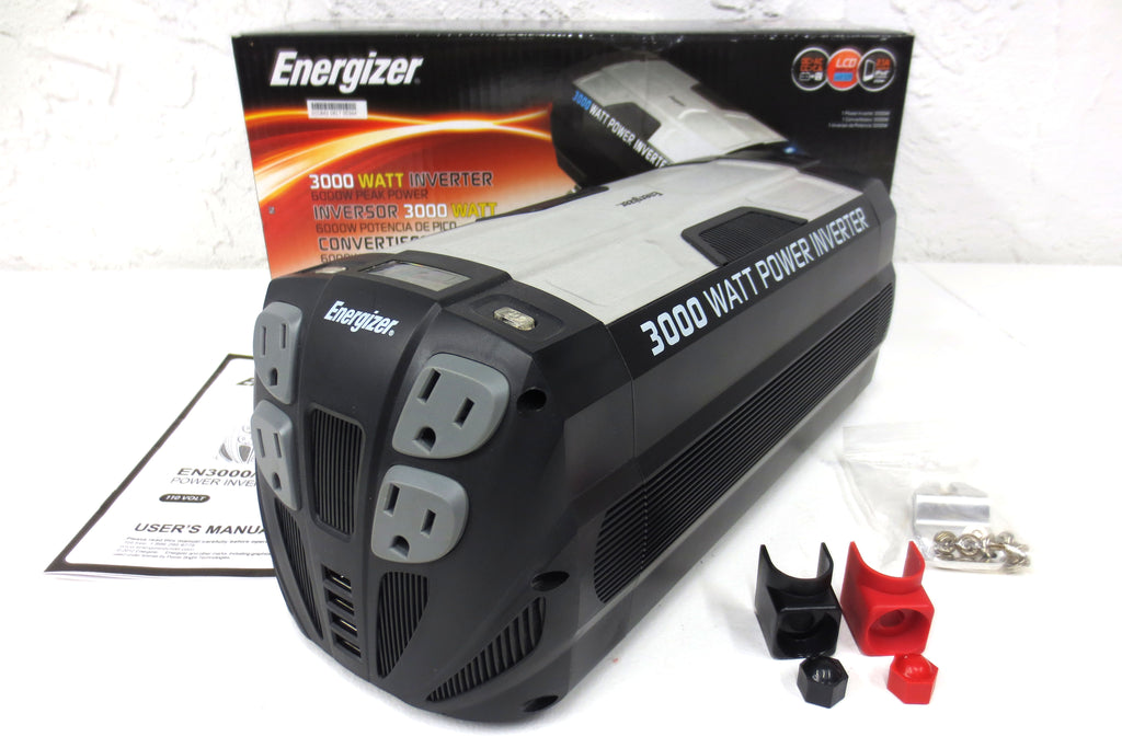 New Energizer 3000W 12-Volt Power Inverter 6000W Peak, Manual, 4 Outlets, 4 USB