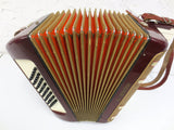 Hohner Starlet 40 Bass Accordion with Straps, Burgundy Red, SERVICED