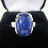 Cabochon Ring 9.8 Carats Large Genuine Blue Tanzanite, Size 9, 1500 Value Certif