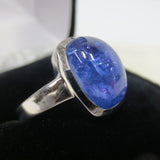 Cabochon Ring 9.8 Carats Large Genuine Blue Tanzanite, Size 9, 1500 Value Certif