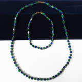 Genuine Lapis Lazuli & Malachite Necklace & Bracelet with 14k Gold Filled Beads