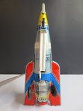 Jupiter Rocket Plane Tin Wind-Up Toy by Masuya, Japan, 9"