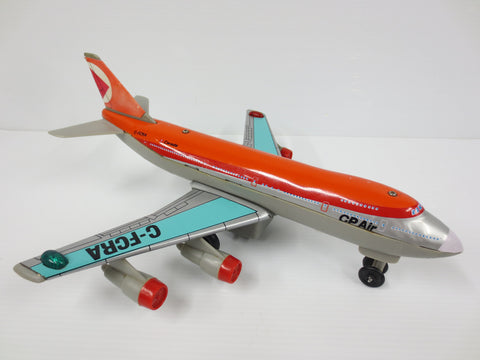 Vintage CP Air 747 Boeing Tin Toy Airplane, Nomura Japan, 13" Airplane