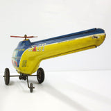 Vintage Wind Up Tin Toy Helicopter 13" Pilot Passenger, Technofix Germany, Works