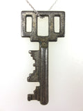 Original Antique Art Deco Jail Prison Skeleton Key 2", Solid Barrel, Double Bit