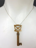 Original Antique Brass Ornate Skeleton Key for Cabinet Wardrobe, 1 7/8" Long, 4