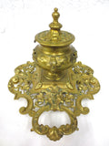 Antique Art Nouveau Bronze Inkwell, Ornate Double Handle Urn, Geschutzt