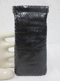 Vintage Genuine Black Snake Skin Women's Purse Wallet, 6.5 X 3", Hinged