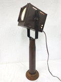 Industrial Brass Shell Light Lamp 27" WWI 1912 with 500W Movie Theater Spotlight