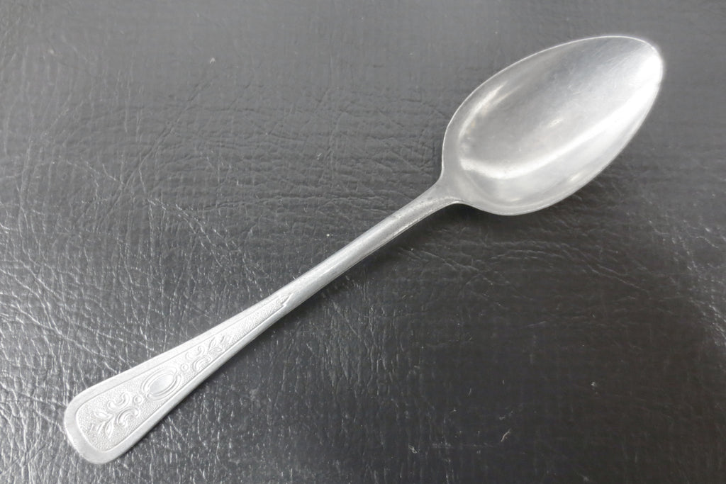 WWII Spoon Signed Germany Aluminum 5 7/8" Leaf Motifs Shapes, Hammered