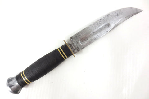 Imperial Gudedge Solingen Hunting Knife 9 3/8" Germany, Stacked Leather Handle