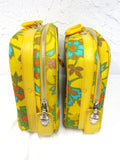Pair of Vintage Suitcases made in Japan 16" X 11", Bright Yellow with Flowers