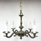 Antique Ornate Brass Chandelier 14X14" from a Victorian Home in Montreal Quebec