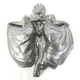 Antique 1900 Art Nouveau Tray Dish Woman Opening Her Arms and Dress