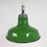 Vintage Wheeler Porcelain Enamel Light Shade Fixture 12" Dia Industrial Green